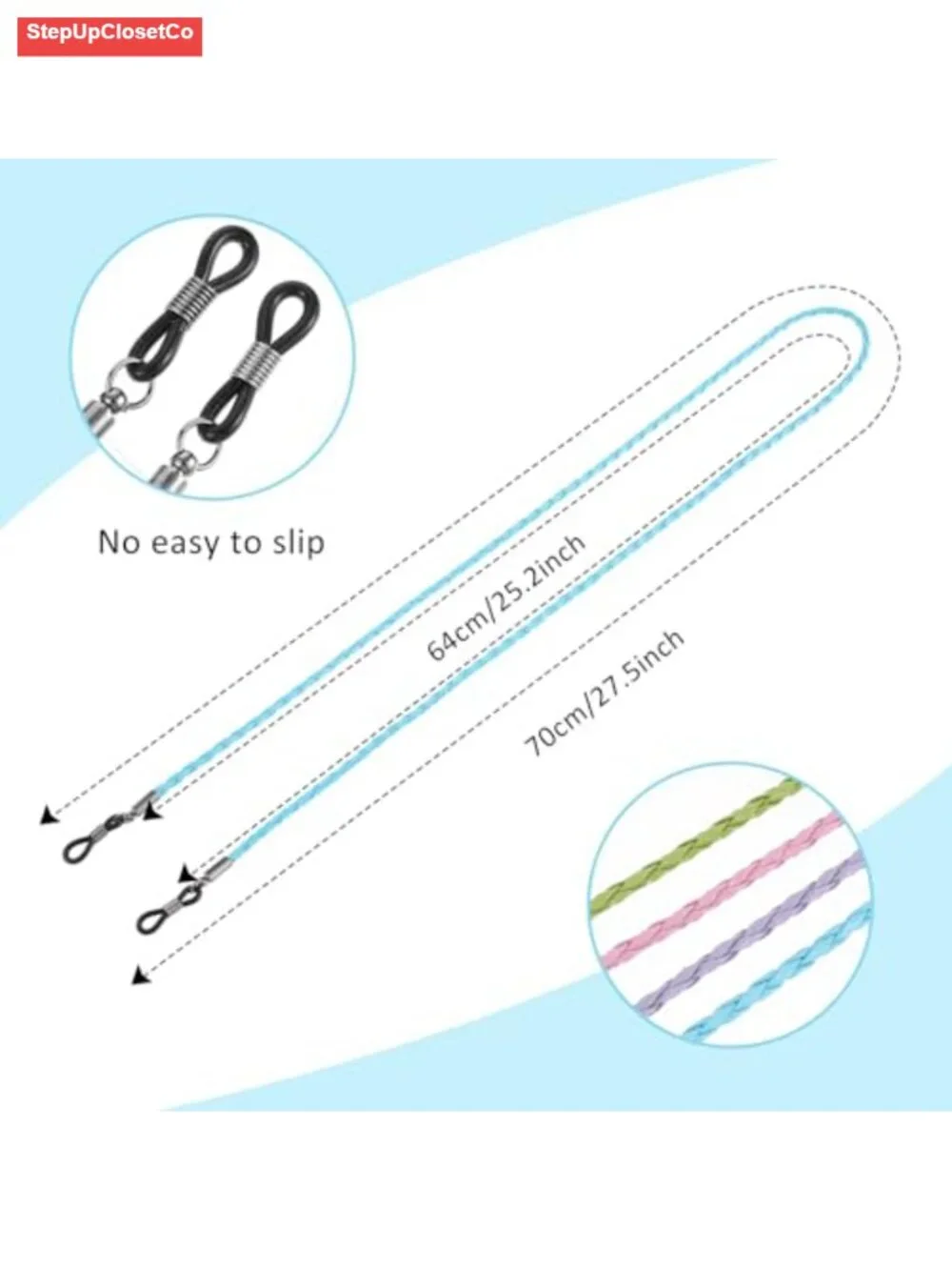 4 Pack Leather Eyeglass Straps, Braided PU Leather Glasses Retainer Lanyard